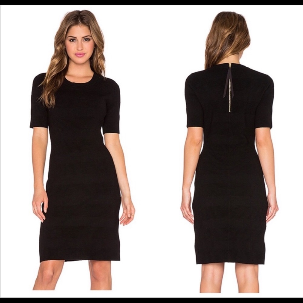 Kate Spade black textured stripe sheath dress